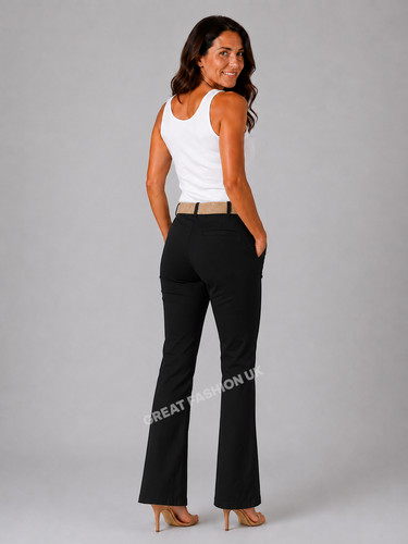 Ladies flared chino trousers - chino,
