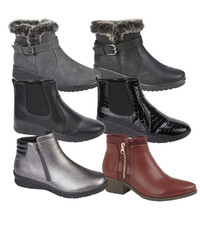 LADIES COMFORT ANKLE BOOT WITH WARM FLEECY LINING CROC PATENT