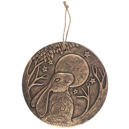 Moon gazing hare plaque - moon,