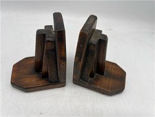 Vintage Art Deco Style Pair of Wooden Stepped Bookends