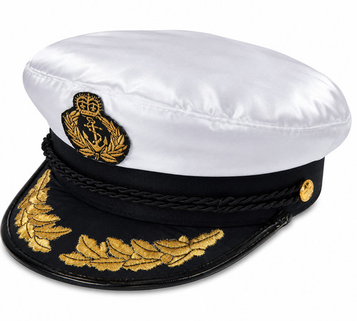 White deluxe captain hat - white,