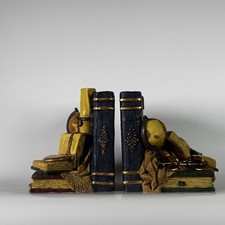 Pair of Vintage LEONARDO COLLECTION Bookends Globe Spectacles Watch Design