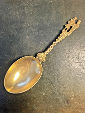 Antique C18th Dutch/Friesian Gold Gilt Cast Solid Silver Marriage/Birth Spoon