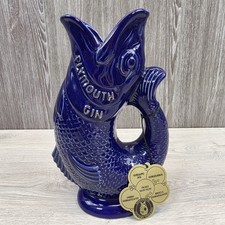 Dartmouth Pottery England Cobalt Blue Gurgling Jug Original Tag Plymouth Gin 