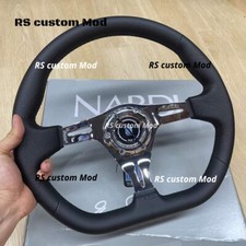 NARDI 350mm perforated Leather D shape Sport  Steering Wheel with Horn Button