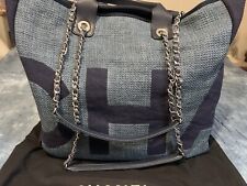 chanel deauville tote bag two tone denim style 
