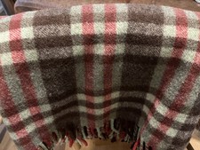 Welsh wool DYFFRYN fringed blanket,Large size 60"x52", quality ,no moth holes.