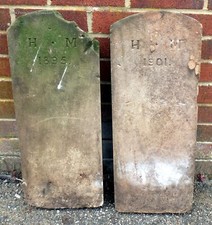 Pair Victorian antique country house sandstone pet horse grave markers stones
