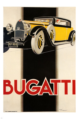Vintage 1920 bugatti poster - vintage,