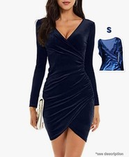 Women Velvet V-Neck Ruched