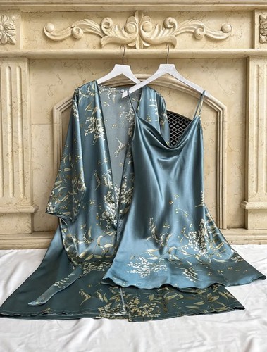 Satin floral night gown - gown, 2