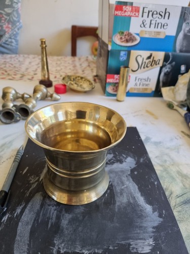 Vintage brass mortar pestle - no,