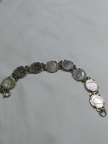 Sterling silver coin bracelet - sterling,