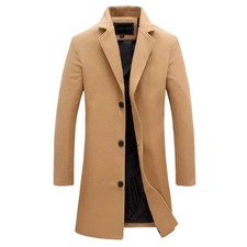 Men's Winter Warm Formal Trench Coat Long Jacket Smart Work Overcoat Outwear