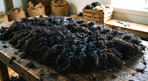 Raw black alpaca - alpaca, fibre/wool