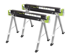 2 x BauenKraft SH-1001 Metal Folding Steel Saw Horse Leg Stand Trestle Sawhorse