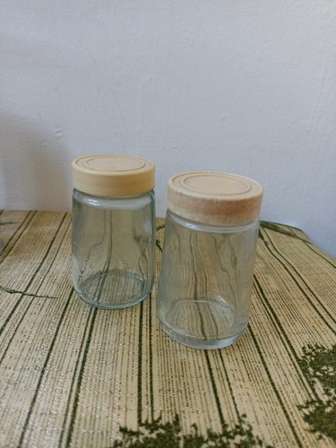 Pair vintage glass - spice,