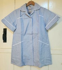 Blue Stripe Tunic Nurse Medical Dental Therapist Healthcare Uniform Size 12, 38"