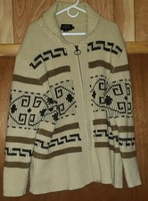 Pendleton Sweater Dude The Big Lebowski Men’s Medium Zip Up Tan Brown Westerly
