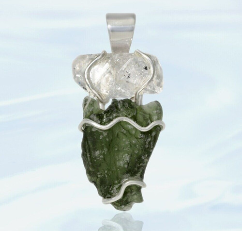 Genuine moldavite and herkimer - moldavite,