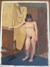 Original Oil Painting John Newberry Frame Canvas Nude Woman Naked Life Study Art