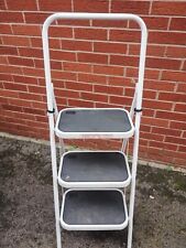 Foldable 3 Step Ladder - Stepladder Non Slip Tread Safety Steel COLLECTION ONLY