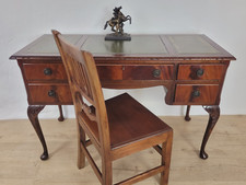 Vintage Writing Desk Leather Gilt Top Mahogany With Key Delivery Available