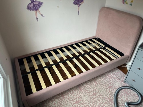 Pink upholstered single bed - pink,