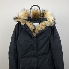 WOOLRICH Women Thermolite - 40 Insulation Real Fur Down Parka Coat Size M Black