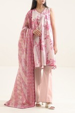 SAYA 3 Piece Unstitched Suit Premium Lawn 💯 Original Printed Pink Zari Cambric