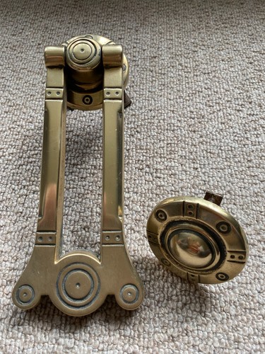 Antique brass door knocker - knocker, old