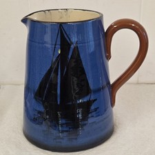 Vintage 1962 Watcombe Pottery Torquay Earthenware Jug Hand Painted Boat on Water