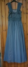 Beautiful Dusky Grey Vintage Lined Ballgown PromDress 50's Beaded Tulle festival