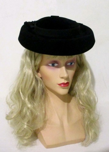 Vintage 1940s tilt hat - 1940s, black