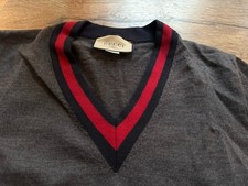 Mens Gucci Fine Knit V Neck Jumper (Large)