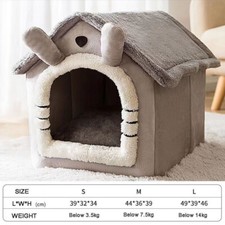 Igloo Fleece Bed Pet Cat Kitten Dog Beds Pyramid Cozy Washable Warm House Cave