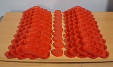 210 x Plastic Red Milk Bottle Tops / Lids / Caps | arts crafts school upcycle