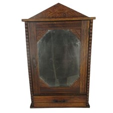 Vintage Ornate Wooden Kitchen Apothecary Wall Cabinet Mirror Pediment Lovely