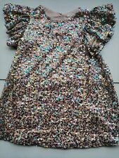 Stunning Next Girls Pink Sequined Dress Age 7 Years Christmas Dress 