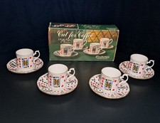 Vintage Elizabethan Cut For Coffee 4 Cups And Saucers Set In Original Box