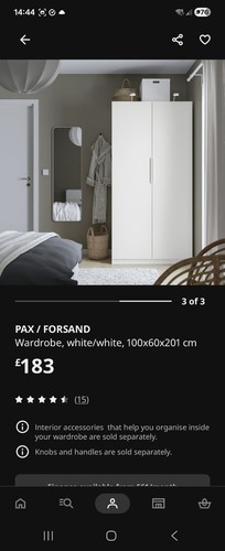 Ikea pax wardrobe - ikea, white