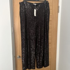 M&S SEQUIN WIDE LEG TROUSERS ~