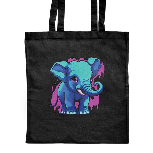Funky blue elephant shopping - elephant',