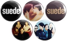 5 x Suede BUTTON PIN BADGES