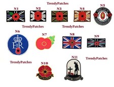 Remembrance Day Army Lest We Forget Union Jack TRF Poppy Embroidered Iron Sew on