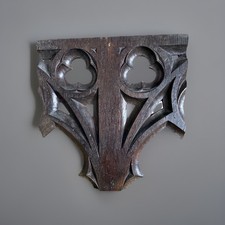 17th Century Oak Gothic Pierced Gothic Carved Quatrefoil Pierced Panel Fragment