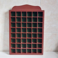 Vintage Wooden Rectangle Display Case Rack Holder Wall Shelf Thimble Holds 48 #5