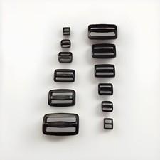 Black Delrin Plastic Triglide Slide Buckles – 10mm, 15mm, 20mm, 25mm, 38mm, 50mm