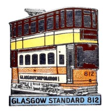 Vintage Old Glasgow Standard 812 Tram Tramcar Enamel Brooch Badge