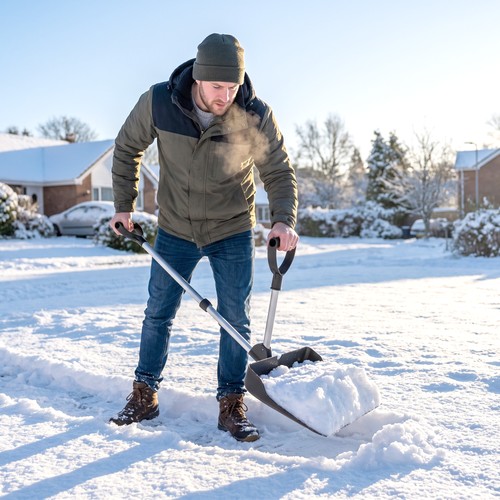 Heavy duty snow shovel with - snow,